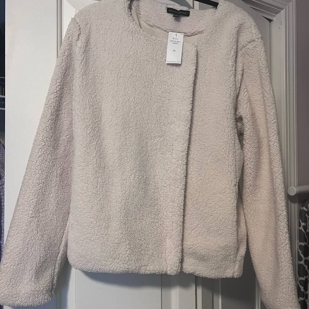 NWT New with Tags Banana Republic White Fleece Jacket Size XL - Picture 5 of 5